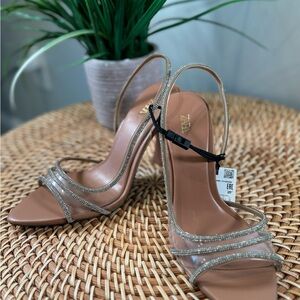 Zara clear crystal heels size 6 1/2. Brand new. Never worn!